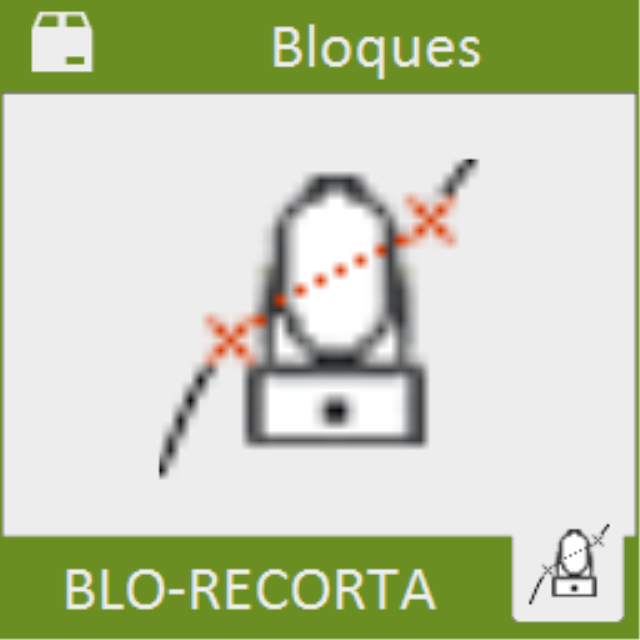 Recorta las entidades de línea y polilínea que pasan por debajo del bloque seleccionado.
