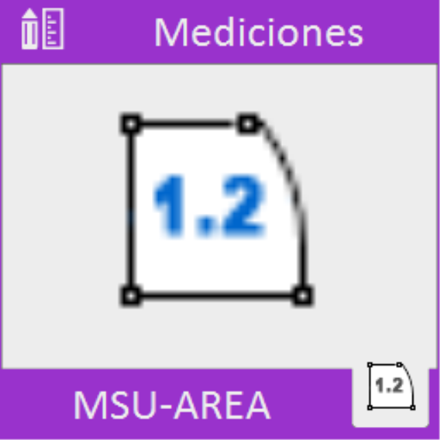 Rotula el valor del área en el centro de los recintos marcados en el dibujo.