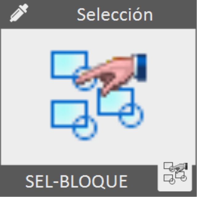 Selecciona todas las inserciones de un bloque marcado en el dibujo.