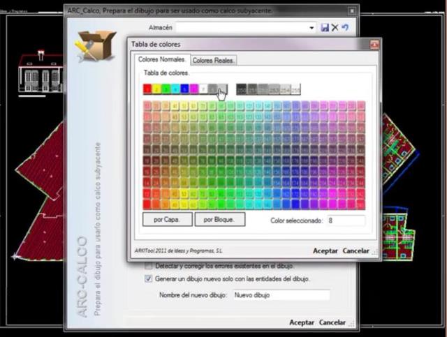 Este comando permite preparar rapidamente un dibujo para ser utilizado como un calco subyacente dentro de AutoCAD. El comando se encarga de cambiar todas las entidades a un determinado color, cambiar las entidades a una sola capa, eliminar los errores de