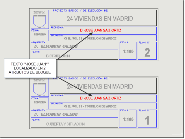 Permite localizar una determinada cadena de texto dentro de los atributos seleccionados en el dibujo.