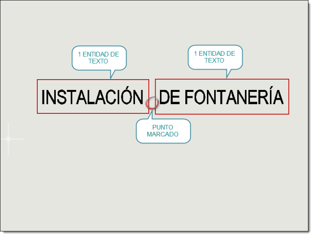 Rompe una entidad de texto en 2 textos marcando un punto.