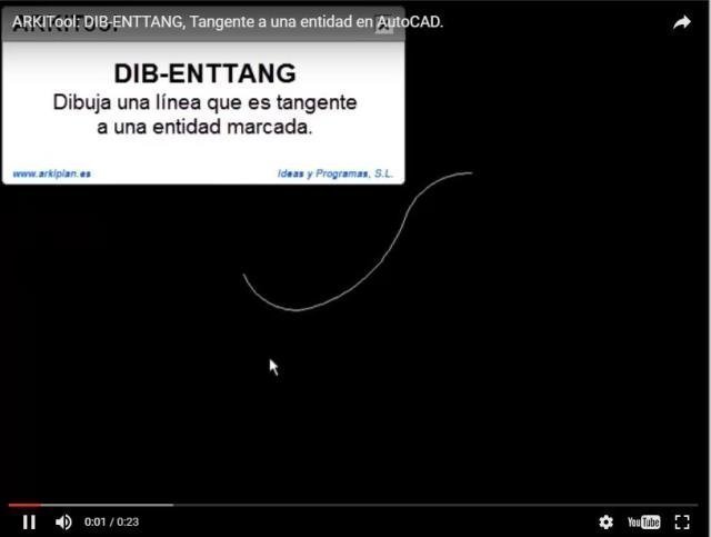 Dibuja una línea que es tangente a una entidad marcada.