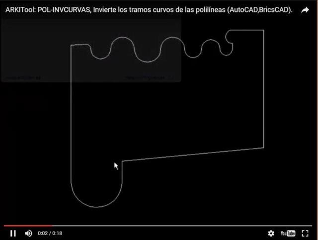 Invierte el sentido de los tramos curvos o de arco de una polilínea.